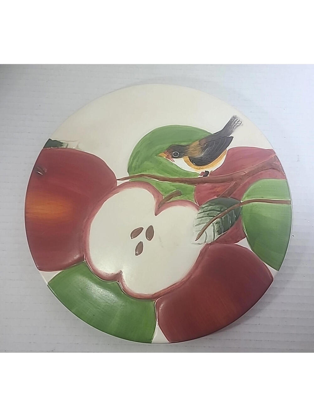 Sakura David Carter Brown Hand Painted "Apple Orchard" Ceramic Trivet